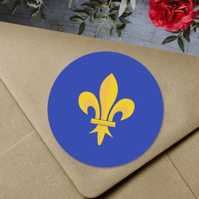 Autocollant Bleu Roi avec Fleur de Lys Or (Fleur de Lis on Royal Blue Sticker)