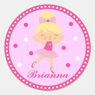 Autocollant blond de fille de ballerine (rose)