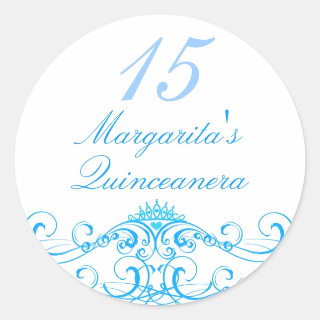 Autocollant Blue Princess Tiara Quinceanera (Devant)
