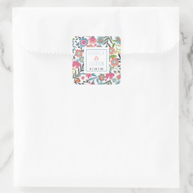 Autocollant bohème floral aquarelle (Sac)
