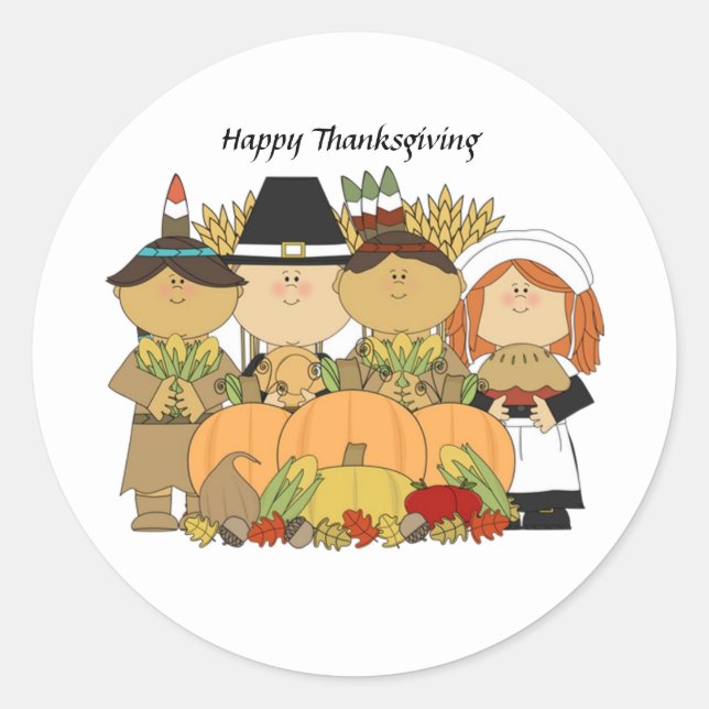 Autocollant bon thanksgiving pour enfants (Devant)
