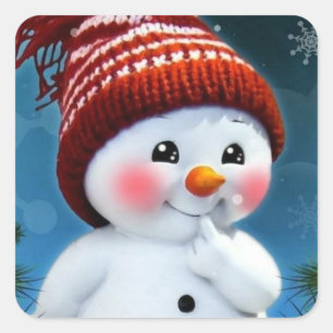 Autocollant Bonhomme de Neige Adorable avec Chapea
