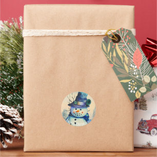 Autocollant Bonhomme de Neige Aquarelle