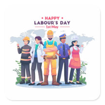 Autocollant Bonne Fête du Travail Héros de la Main