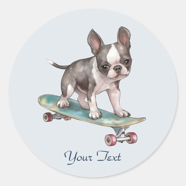 Autocollant Boston Terrier Aquarelle (Devant)