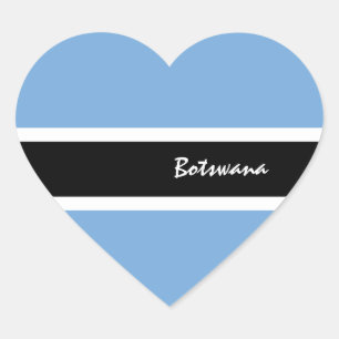 Autocollant Botswana, Cœur, Drapeau patriotique du