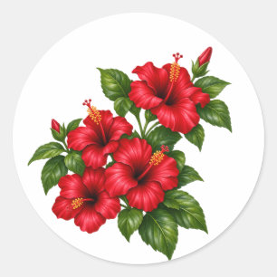 Autocollant Bouquet de Fleurs Tropicales Hibiscus