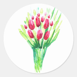 Autocollant brillant customisé des tulipes. Floral