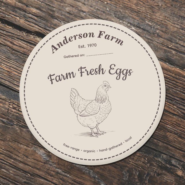Autocollant Brown Étiquette aux oeufs frais de fer (Farm Fresh Eggs Label Brown Sticker)