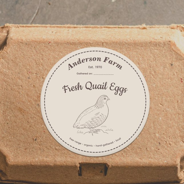 Autocollant Brown Étiquette des oeufs de quilles d (Farm Quail Eggs Label Brown Sticker)