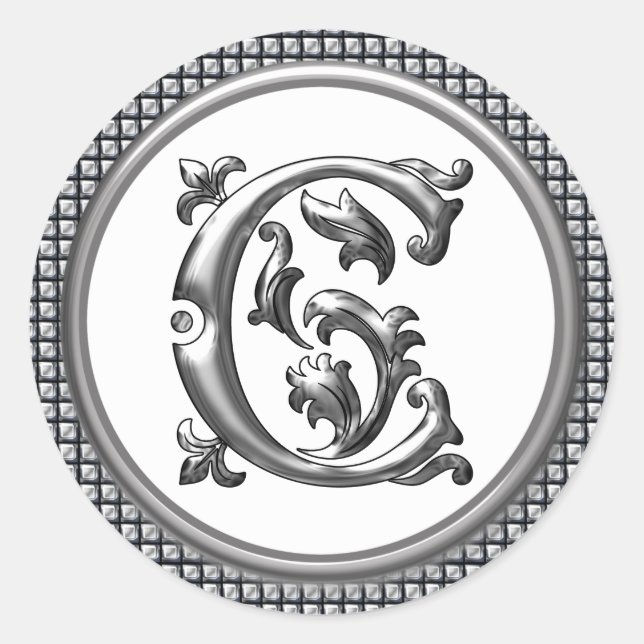 Autocollant C rond initial en argent (Devant)