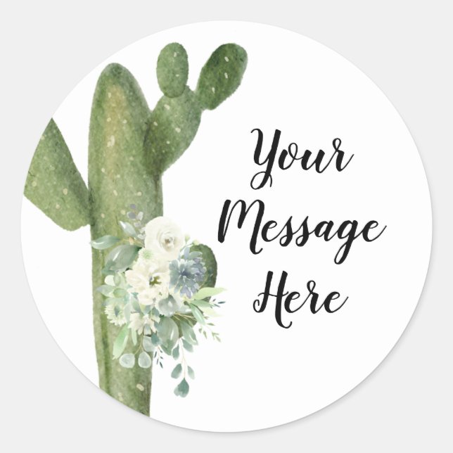 Autocollant Cactus Floral Votre Message Ici (Devant)