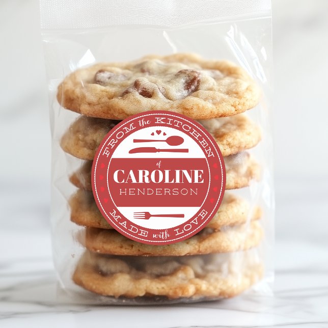 Autocollant Cadeau Alimentaire Rouge Foncé Fait Av (Créateur téléchargé)