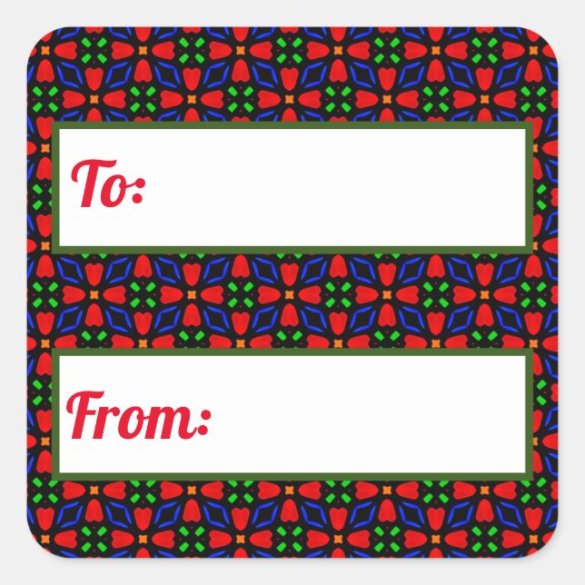 Autocollant cadeau de Noël rouge et vert (Devant)