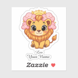 Autocollant Cadeau Personnalisé Nom Lion Zodiaque