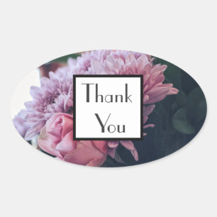 Autocollant cadeau rose Chrysanthemum Merci Mariag
