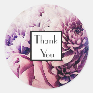 Autocollant cadeau rose Chrysanthemum Merci Mariag