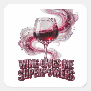Autocollant Cadeau Rose Élégant LE VIN ME DONNE DE