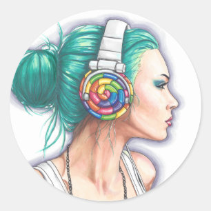 Autocollant Candy Rocker Casque Girl Sticker