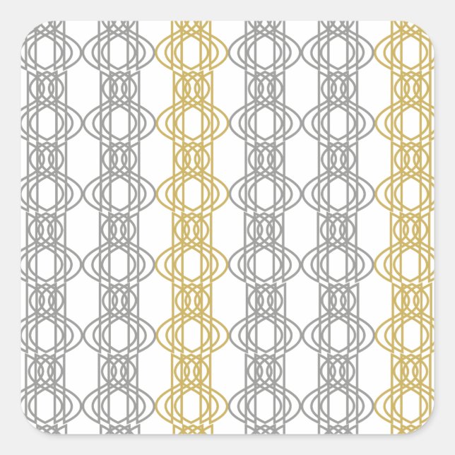 Autocollant carré à motif argent et or (Devant)