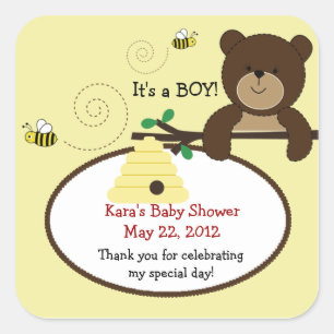 Autocollant carré Beary Sweet Bear & Bee