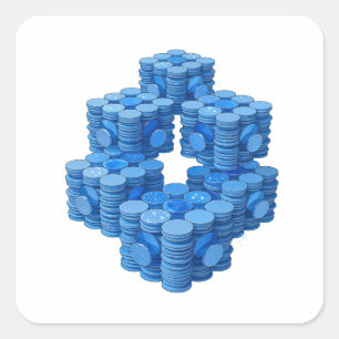 Autocollant carré bleu FUN BLUE COINS