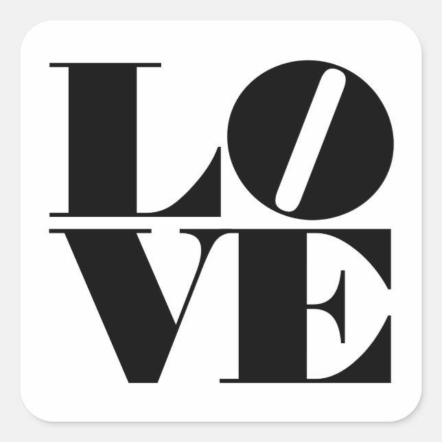 Autocollant Carré Bold Love Black White Valentines (Devant)
