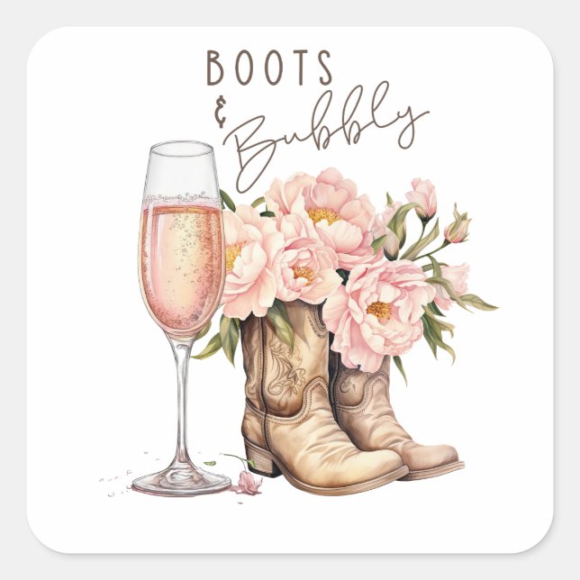 Autocollant carré Boots and Bubbly (Devant)