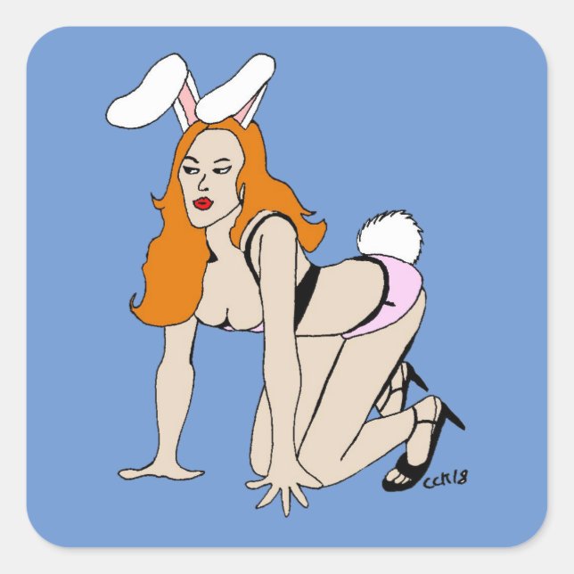 autocollant carré bunnygirl (Devant)