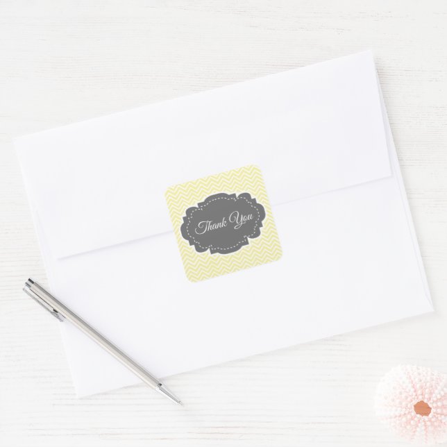 Autocollant Carré Chevron jaune (Enveloppe)