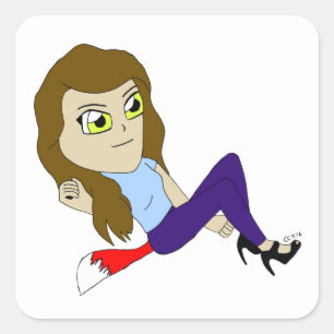 autocollant carré chibi foxy fille