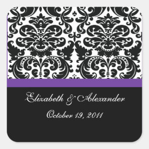 Autocollant Carré Damask Purple Fête des mariées
