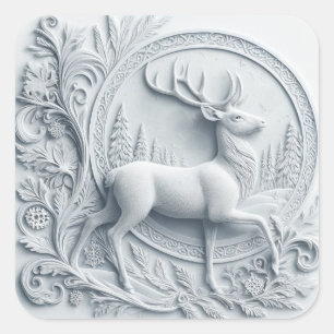 Autocollant carré de cerf en mouvement en relief e