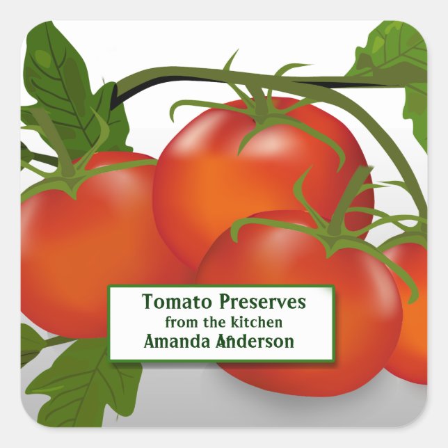 Autocollant carré de conservation de tomates (Devant)