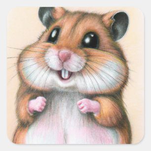 Autocollant carré de hamster très mignon