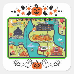 Autocollant Carré de la carte 1 Halloweenathon