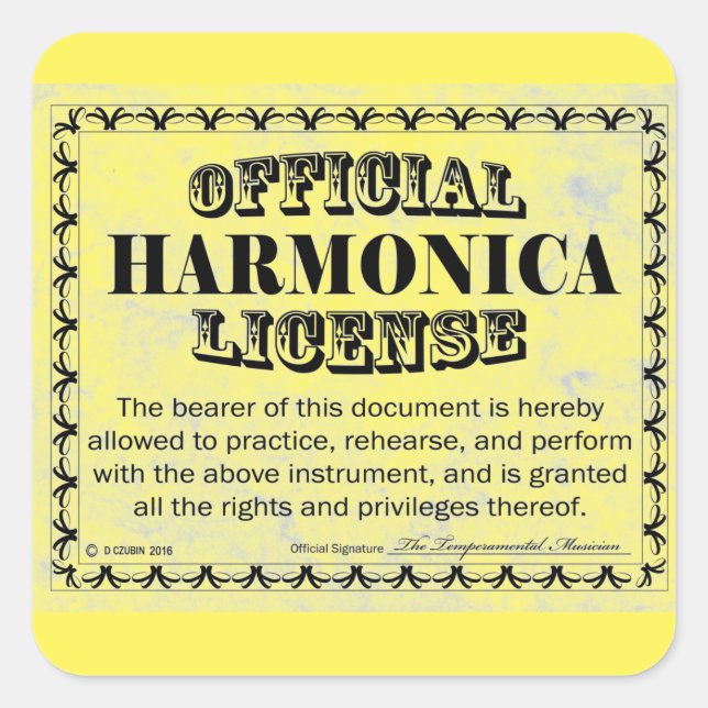 Autocollant Carré de licence Harnonica (Devant)