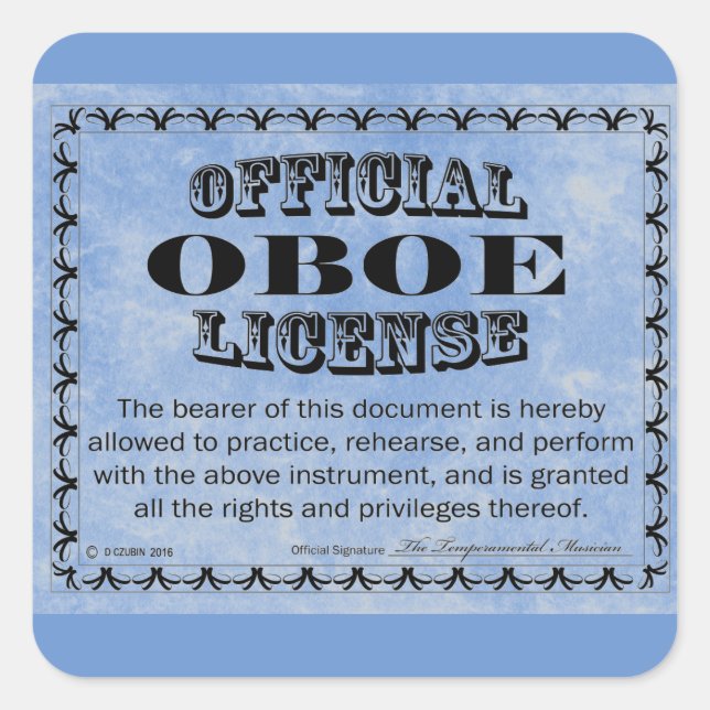 Autocollant Carré de licence Oboe (Devant)