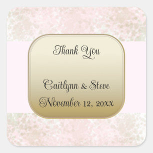 Autocollant carré de mariage en or rose poudré
