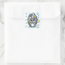 Autocollant carré de mouffette mignonne avec des f