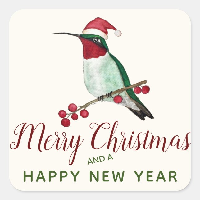 Autocollant Carré de Noël Hummingbird (Devant)