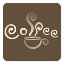 Autocollant carré de tasse de café
