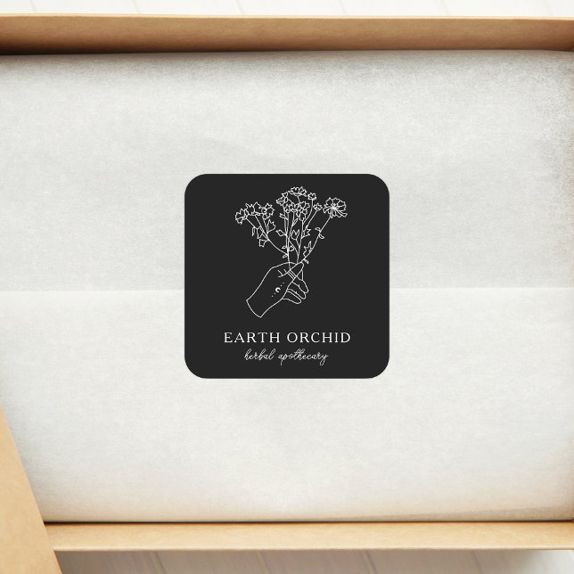 Autocollant Carré en or Herbal + Apothécaire Flora (Créateur téléchargé)