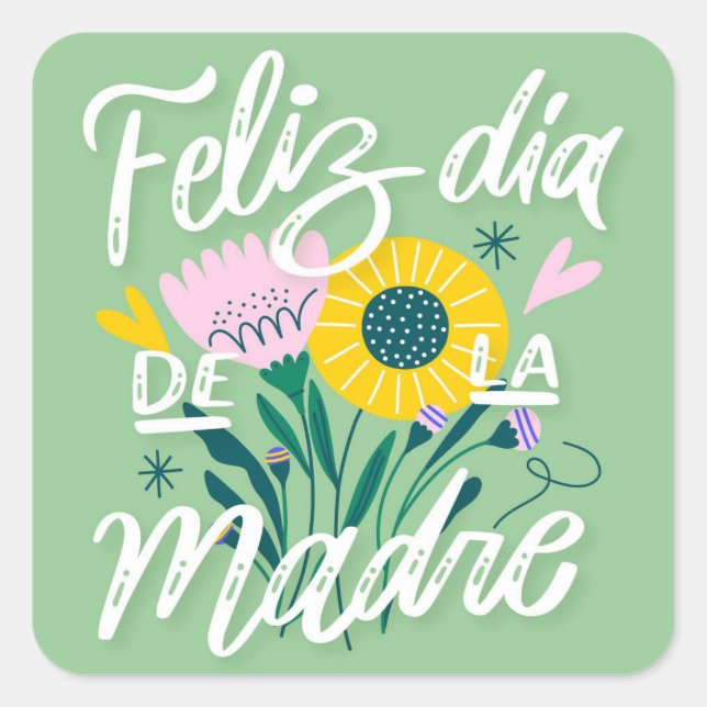 Autocollant carré Feliz Dia De La Madre (Devant)