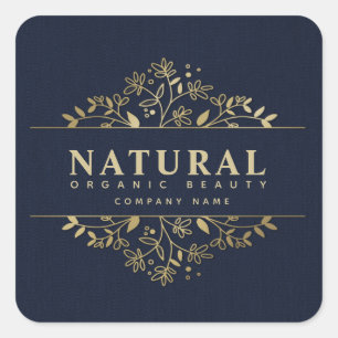 Autocollant carré Floral de beauté biologique et c
