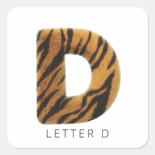 Autocollant carré fourrure de tigre Lettre D