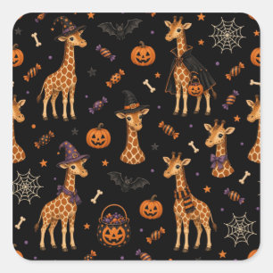 Autocollant carré girafes déguisées pour Halloween