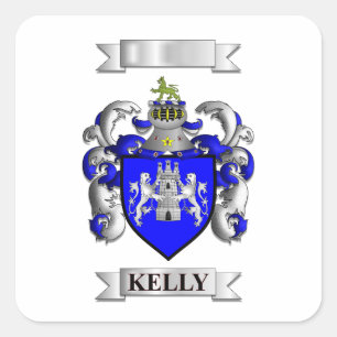 Autocollant carré Kelly Nom de famille et blason