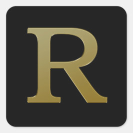 Autocollant Carré or Lettre R