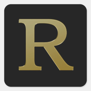 Autocollant Carré or Lettre R